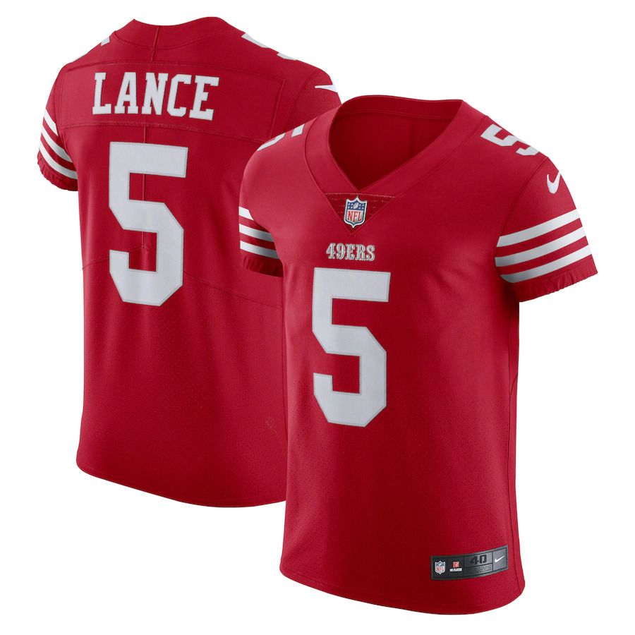 Men San Francisco 49ers 5 Trey Lance Nike Scarlet Vapor Elite NFL Jersey